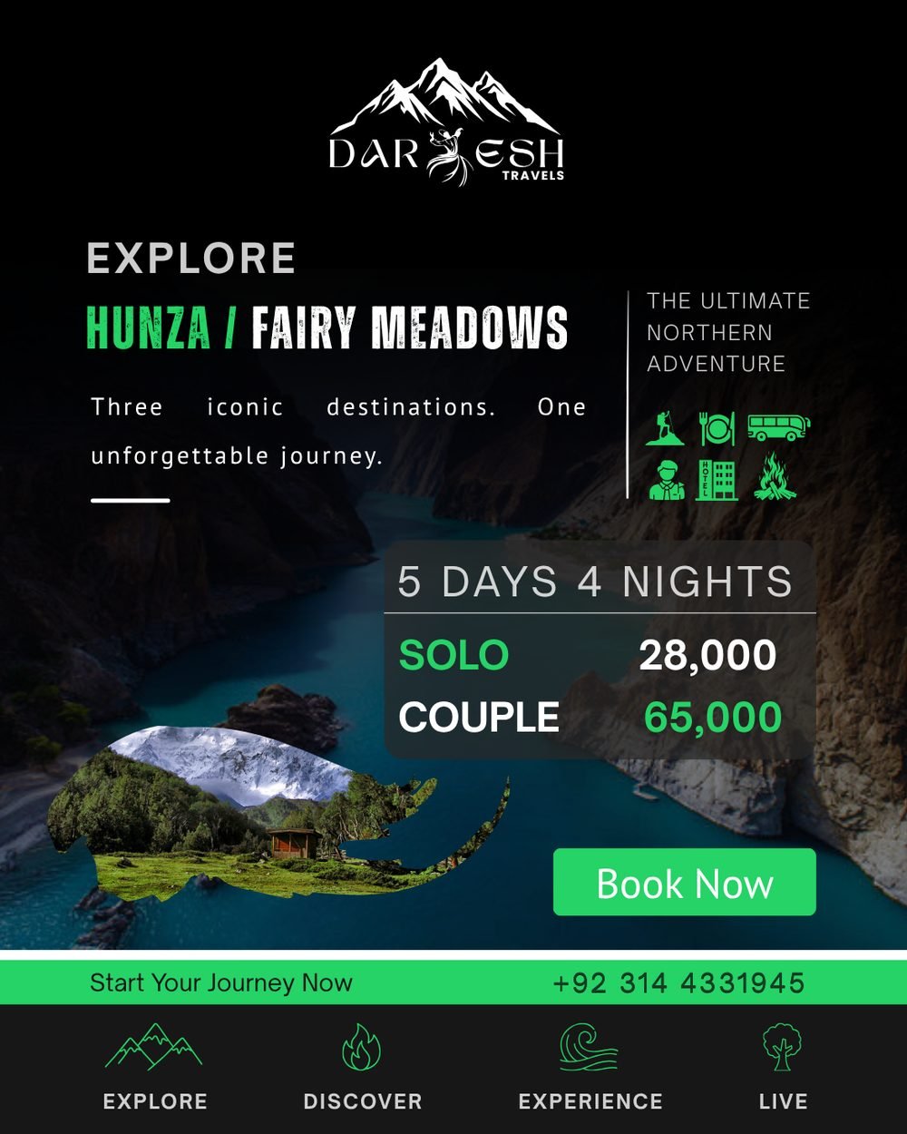 Hunza Valley tour package poster — Darwesh Travels