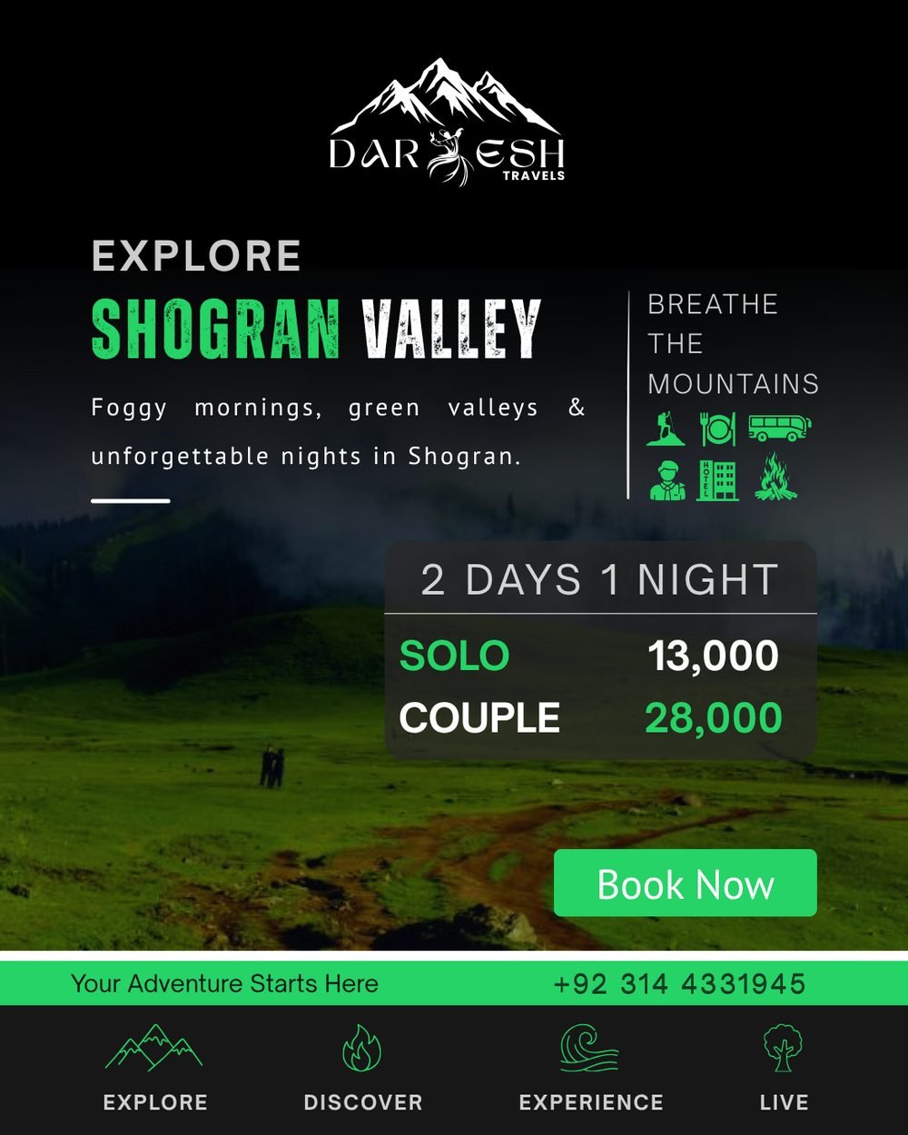 Shogran Valley tour package poster — Darwesh Travels