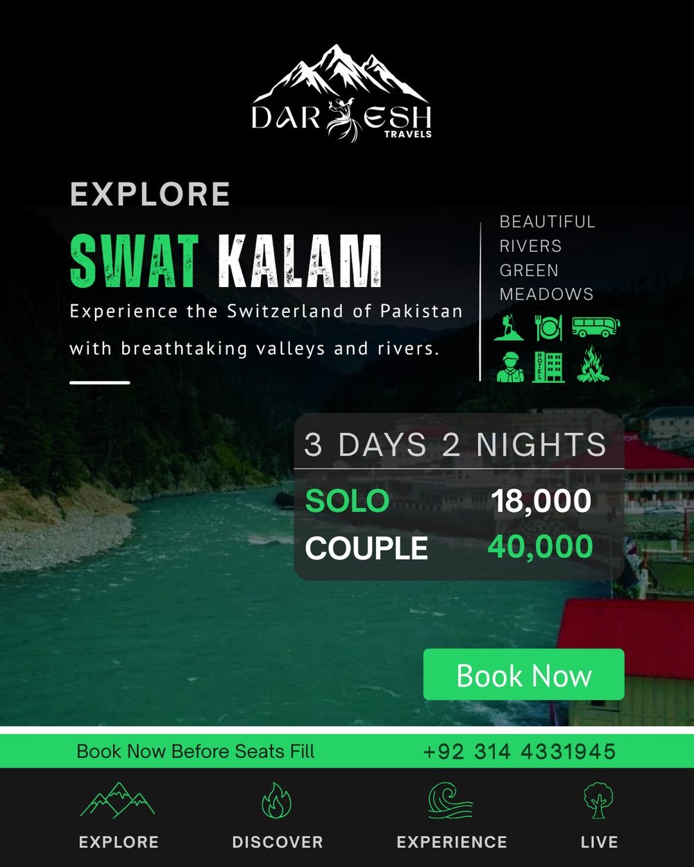 Swat Kalam tour package poster — Darwesh Travels